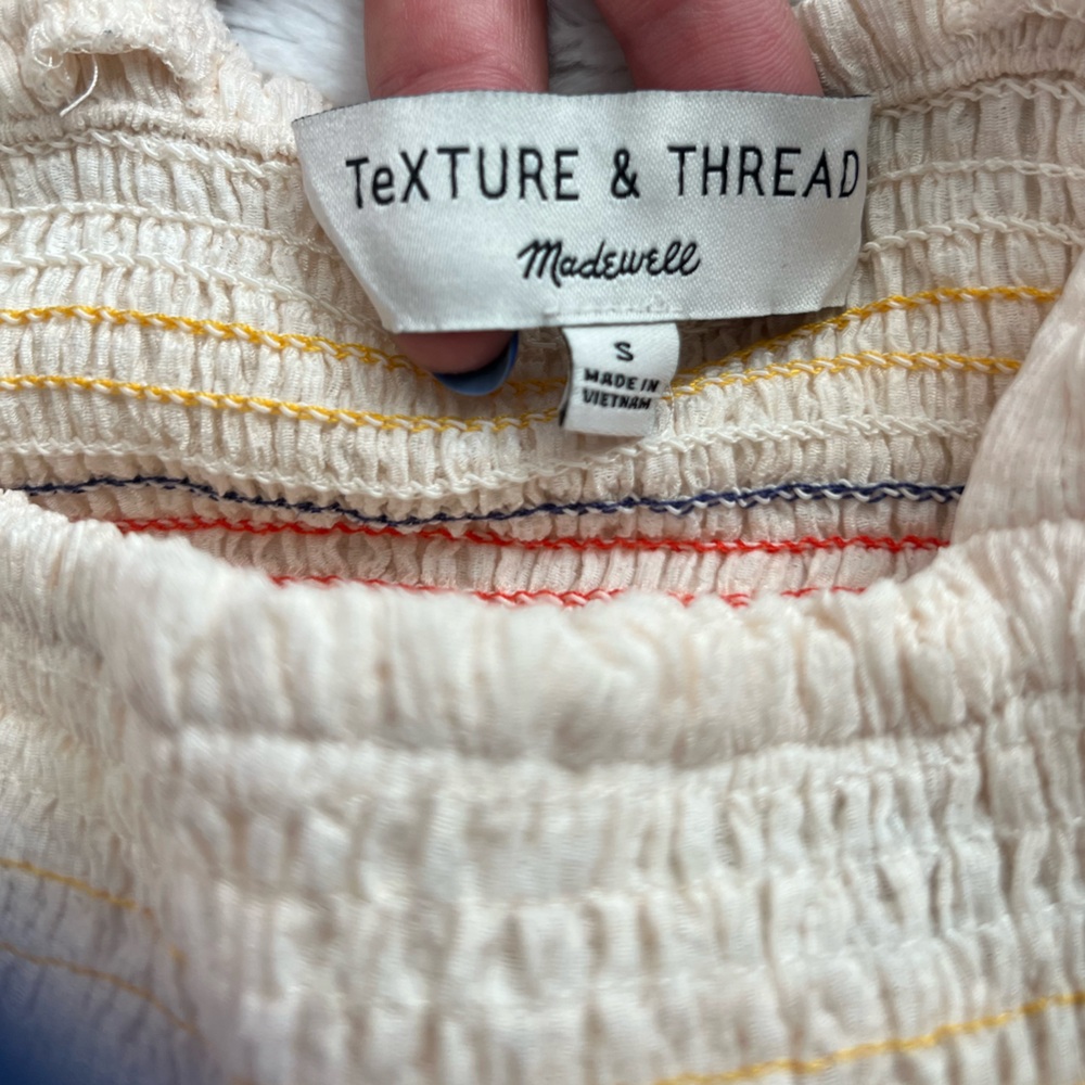 Madewell Texture & Thread Rainbow Smocked Peplum Tank Top Size XS - Picture 8 of 9